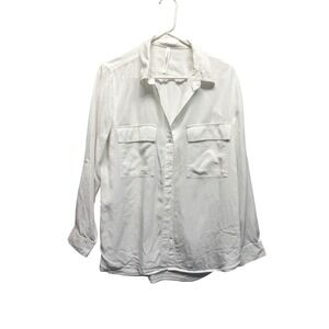 The Group by Babaton White Lyocell Utility Button Down Shirt Women M